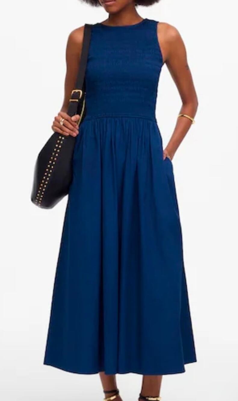 Madewell The Melody Scoopback Smocked Midi Dress Size XS NWT